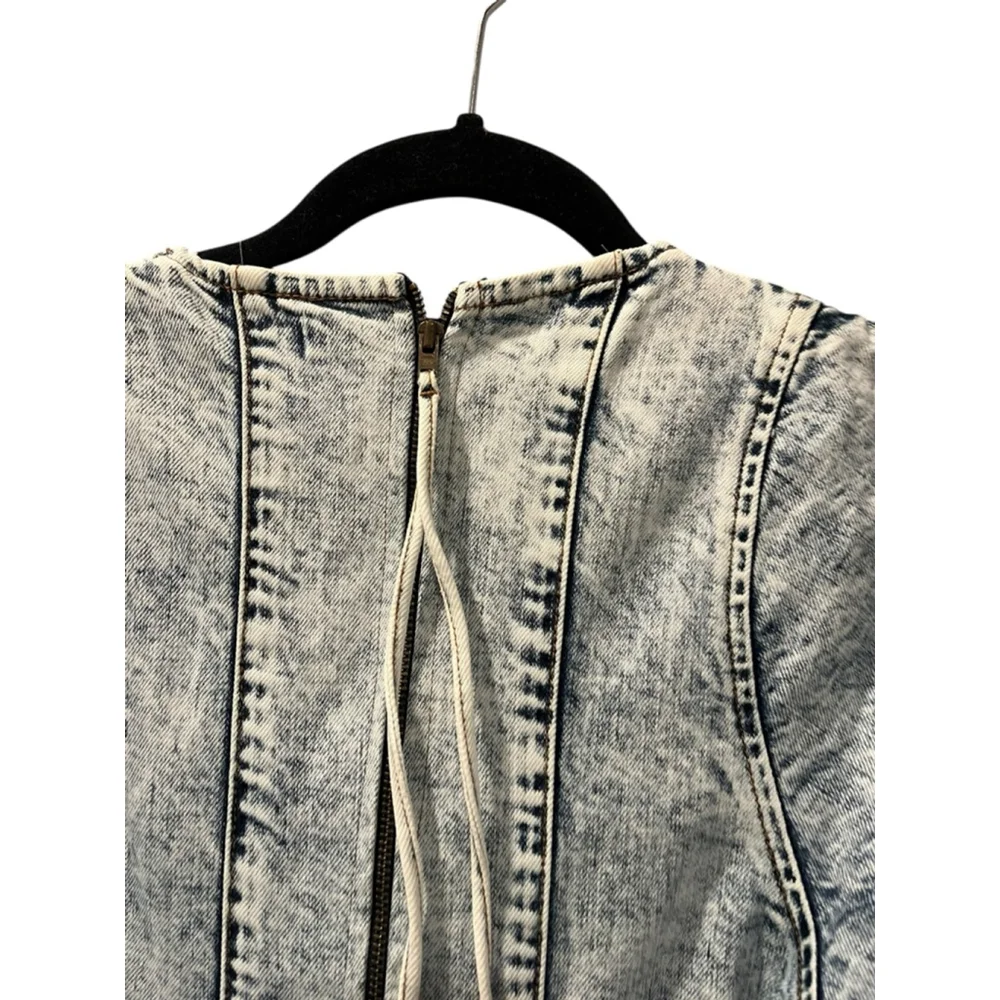 Ulla Johnson Denim Blue Jeans Dress Washed Out Acid Size 8 Square Neck $510 - Picture 13 of 13